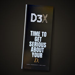 The printed D3X guide that ships with every bottle